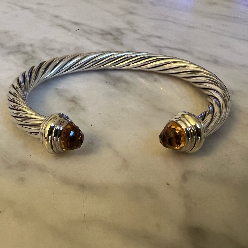 Authentic DAVID YURMAN 7mm Citrine Cable Cuff Bracelet